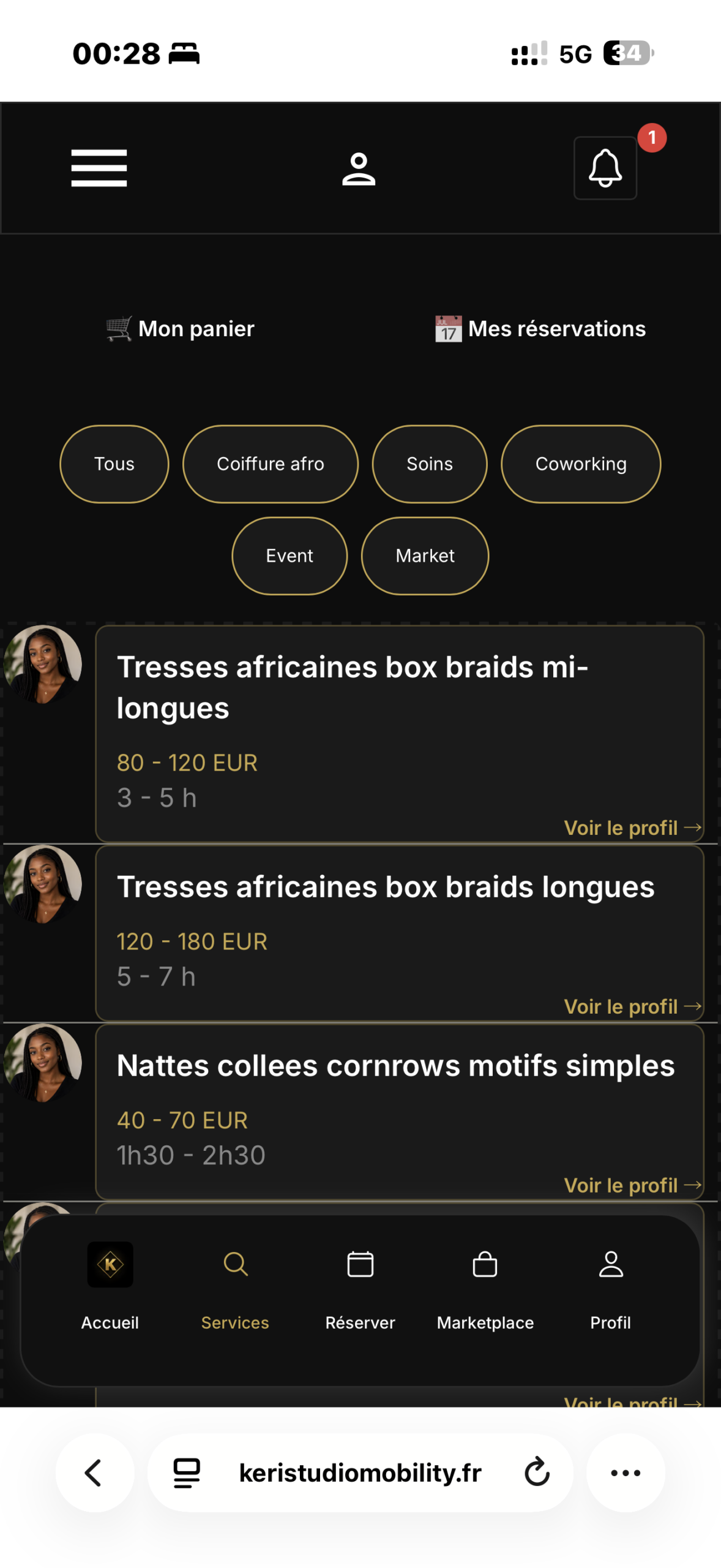 Catalogue des prestations dans l’application KERI